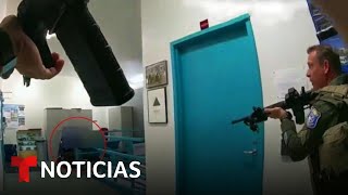 Tiroteo en base ferroviaria revelan video de los policías  Noticias Telemundo [upl. by Igor282]