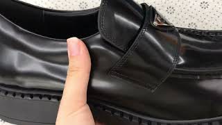 Prada Chocolate 50mm Loafer Black Brushed Leather [upl. by Homerus]