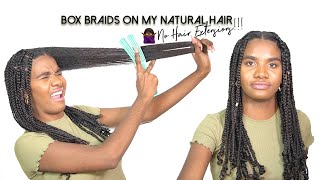 How to Box Braids on Natural Curly Hair No Hair Extensions  Meriah John [upl. by Gladys]