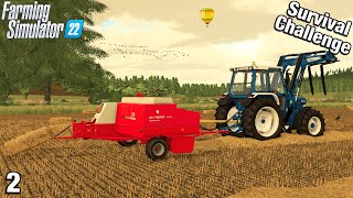 WE NOW HAVE A SMALL BALER Survival Challenge FS22 Hinterland Ep 2 [upl. by Nnylamme678]