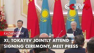 Xi Tokayev Jointly Attend Signing Ceremony Meet Press [upl. by Kuebbing]