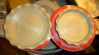 Throwing  Making a Simple Fluted Pottery Pie Plate amp Flan Dish on the wheel [upl. by Avril525]