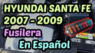 DIAGRAMA de FUSIBLES Hyundai Santa Fe 2007  2009  En Español [upl. by Enilorac633]