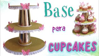 Como hacer una base para cupcakes con cartón  cupcakes stand DIY [upl. by Telfore]