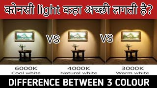 Led lighting colour temperature difference  white 6500k vs natural white 4000k vs warm white 3000k [upl. by Emawk866]