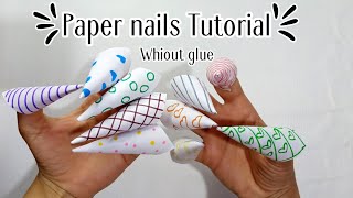 Tutorial how to make paper nailspaper nails tutorial🔥How to make paper nails🙈✨ [upl. by Phillie334]