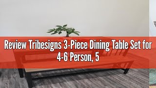 Review Tribesigns 3Piece Dining Table Set for 46 Person 55quot Kitchen Table with 2 Benches Rectang [upl. by Malsi869]