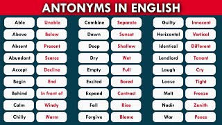 Learn 150 Common Antonym Opposite Words in English to Improve Your Vocabulary [upl. by Ylenats]