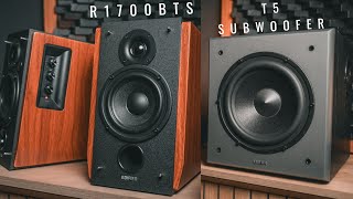 Edifier R1700BTS Active Bookshelf Speaker amp Edifier T5 Subwoofer Review [upl. by Hathcock]