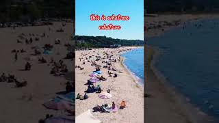 Grand Haven Michigan Drone shot travel michigan beach grandhaven beachday [upl. by Lateehs]