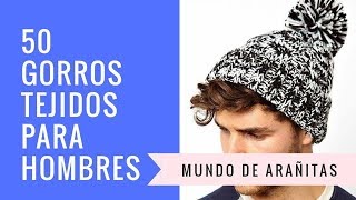 50❤️ estilos de😍 GORROS TEJIDOS😍 a dos agujas para HOMBRES [upl. by Sarina55]