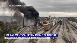 Derailment causes massive train fire in South Nashville [upl. by Paderna862]