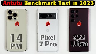 14 Pro Max vs Pixel 7 Pro vs S22 Ultra Benchmark Test  A16 Bionic  Google Tensor G2  Exynos 2200 [upl. by Nivloc]