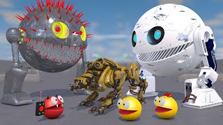 Pacman vs Monsters Compilation  Pacman amp Mecha Dog amp Droid Pacman vs Biped Robot Monster  StrEat [upl. by Sinned]