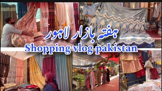 hafta bazar Bahria town lahore shopping vlog  Fancy curtains wholesale market in lahore [upl. by Nosrac]