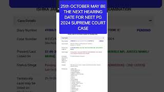 Update 🔗SUPREME COURT NEXT HEARING DATE FOR NEET PG COUNCELLING IS 25th OCTOBER 2024 [upl. by Anuait735]