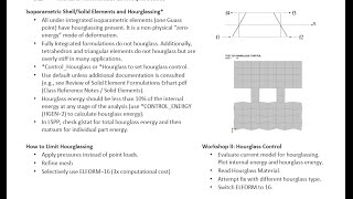 LSDYNA Analysis for Structural Mechanics Workshop II Hourglass Control [upl. by Barcellona791]