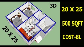 500 sqft house plan II 20 x 25 home design II 20 x 25 ghar ka design [upl. by Lubin]