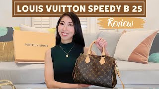 LOUIS VUITTON SPEEDY 25 BANDOULIÈRE  Review Pros amp Cons What Fits Wear amp Tear History Specs [upl. by Norbel449]