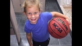 4 year old demonstrates dribbling skills 2 ball basketball drill for kids [upl. by Jannelle489]