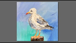 Acrylic painting techniques palette knife painting seagull [upl. by Eelrahs]