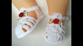 Sandalia melissa a crochet 0 a 3 meses [upl. by Haeluj]