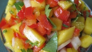 Tropical MANGO SALSA  How to make fresh TROPICAL MANGO SALSA recipe [upl. by Ilocin]