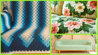 50 Crochet Sofa Covers to Revamp Your Space Share Ideas 🧶🥰 [upl. by Ahsilrac]