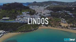 Lindos Rhodes  Aerial Tour 4K 2021 [upl. by Cheyney]