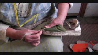 How traditional espadrilles are hand sewn in la Rioja Spain  alpargatas  how to make espadrilles [upl. by Ahsekin]