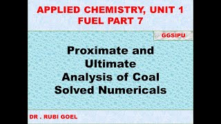 Proximate and ultimate analysis of coal ranking of coal applied chemistry Unit 1IP UNIVERSITY [upl. by Ellainad]