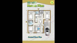 35× 35 house plan 3BHK with car parking 3535 house design indianstyle instyle floorplan [upl. by Gladdy]