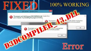 How to Fix D3DCompiler43dll Missing Error Windows 1087Methord 01 [upl. by Giavani694]