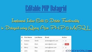 Inline Table Editing using jQuery Ajax PHP and MySQL [upl. by Assyral]