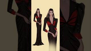 Drawing evening gown using ibis paint x fashion dress art artwork [upl. by Aiuqram105]