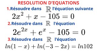 EQUATIONS COMPORTANT LE LOGARITHME ET LEXPONENTIELLE NEPERIENS [upl. by Aikrahs442]