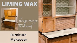 Liming Wax on Hoosier Cabinet to remove orange tint  stencil inside with paint [upl. by Ahsimac457]