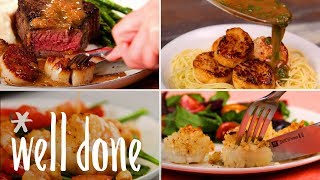 How To Make 4 Super Easy Scallop Dishes On Their Own Or In Addition To A Meal  Recipe  Well Done [upl. by Anurb389]