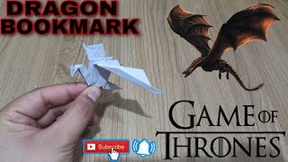 DIY  Origami DRAGON Bookmark  A4 Kağıttan Ejderha Kitap Ayracı Nasıl Yapılır  Game Of Thrones [upl. by Wit783]