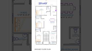 29x49 ground floor plans  north facing house plan floorplan shorts [upl. by Togram]