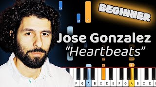 Jose Gonzalez Heartbeats Piano Tutorial Beginner [upl. by Lundquist]