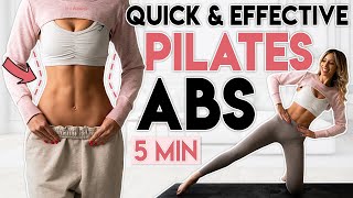 QUICK amp EFFECTIVE ABS PILATES WORKOUT 🔥 Get a Flat Stomach  5 min [upl. by Dwinnell736]