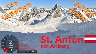 4K Skiing St Anton am Arlberg Valluga I 2650m Full Top to Bottom Back to Stuben GoPro HERO11 [upl. by Nor911]