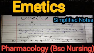 Notes Of Emetics in Pharmacology in Hindi Bsc Nursing [upl. by Klecka]