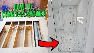 How to Create a Curbless Shower Barrier Free Bathroom  Walk in Shower [upl. by Notsruht]