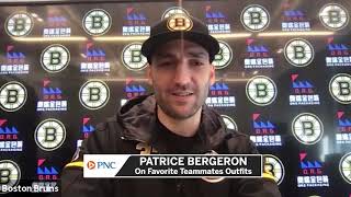 Patrice Bergeron Picks Favorite Bruins Lake Tahoe Retro90s Outfits [upl. by Wyndham]