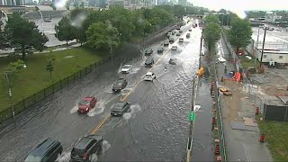 Caught on cam Rainstorm caused by Hurricane Beryl floods Toronto [upl. by Irmo]