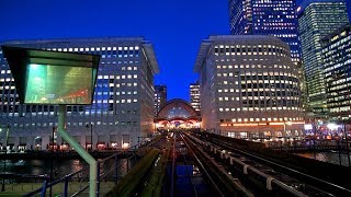 DLR  night ride through Canary Wharf [upl. by Arykat]