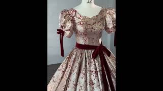 Veaul： Vintage  Retro Burgundy Painted Floral Prom Dresses 2023 [upl. by Rehpotisrhc320]