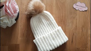 Cappello principianti ai ferri  Knitted beginners hat  Gorro de punto para principiantes [upl. by Nus]